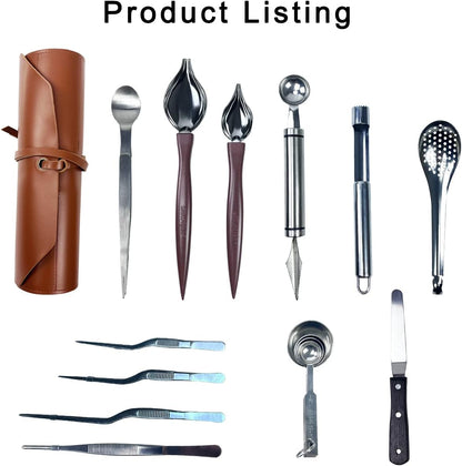 Professional Chef Plating Kit, 12 Piece Culinary Plating Set, Stainless Steel (12 Piece)