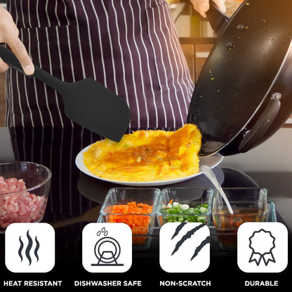 Silicone Spatula Set 4 Pcs Rubber Spatulas Silicone Heat Resistant 600°F, Spatulas for Nonstick Cookware, Seamless Design with Stainless Steel Core, Dishwasher Safe, Bonus Tongs Included