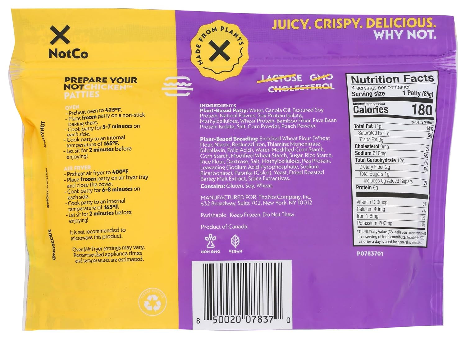 Notchicken Plant Based Burgers 4 Count, 12 Oz.