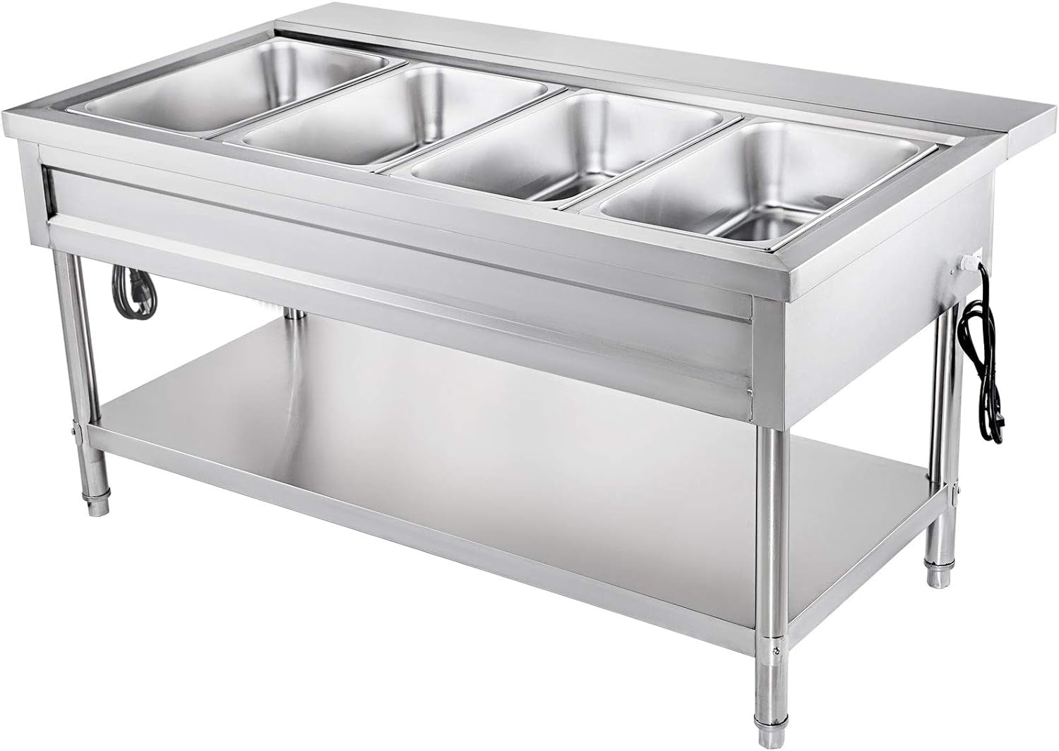 Steam Table Food Warmer 4 Pot Steam Table Food Warmer 18 Quart/Pan with Lids with 7 Inch Cutting Board Commercial Electric Food Warmer Bain Marie Buffet Steam Serving Counter 110V 2000W