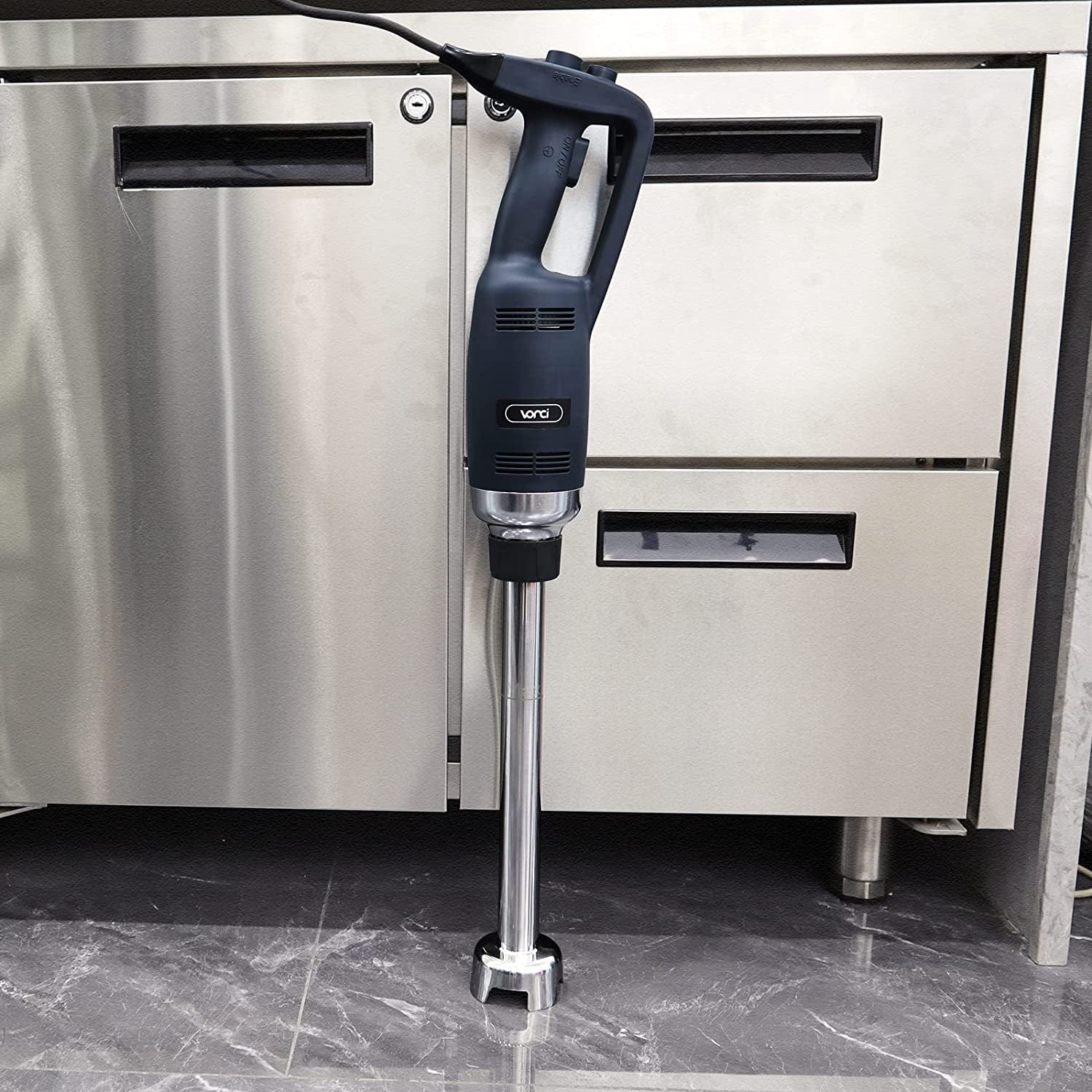 500W Commercial Immersion Blender, 15.7" SUS 304 Removable Shaft, Heavy Duty Power Hand Mixer with Variable Speed 6000-20000RPM, Professional Electric Stick Blender for Restaurant Kitchen Use.