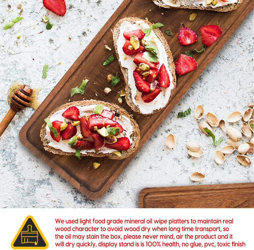 Wood 3 Tier Serving Tray Three Tiered Cupcake Stand, Rectangle Serving Platter Wooden Farmhouse, Party Serving Brown Decorative Tray Decor