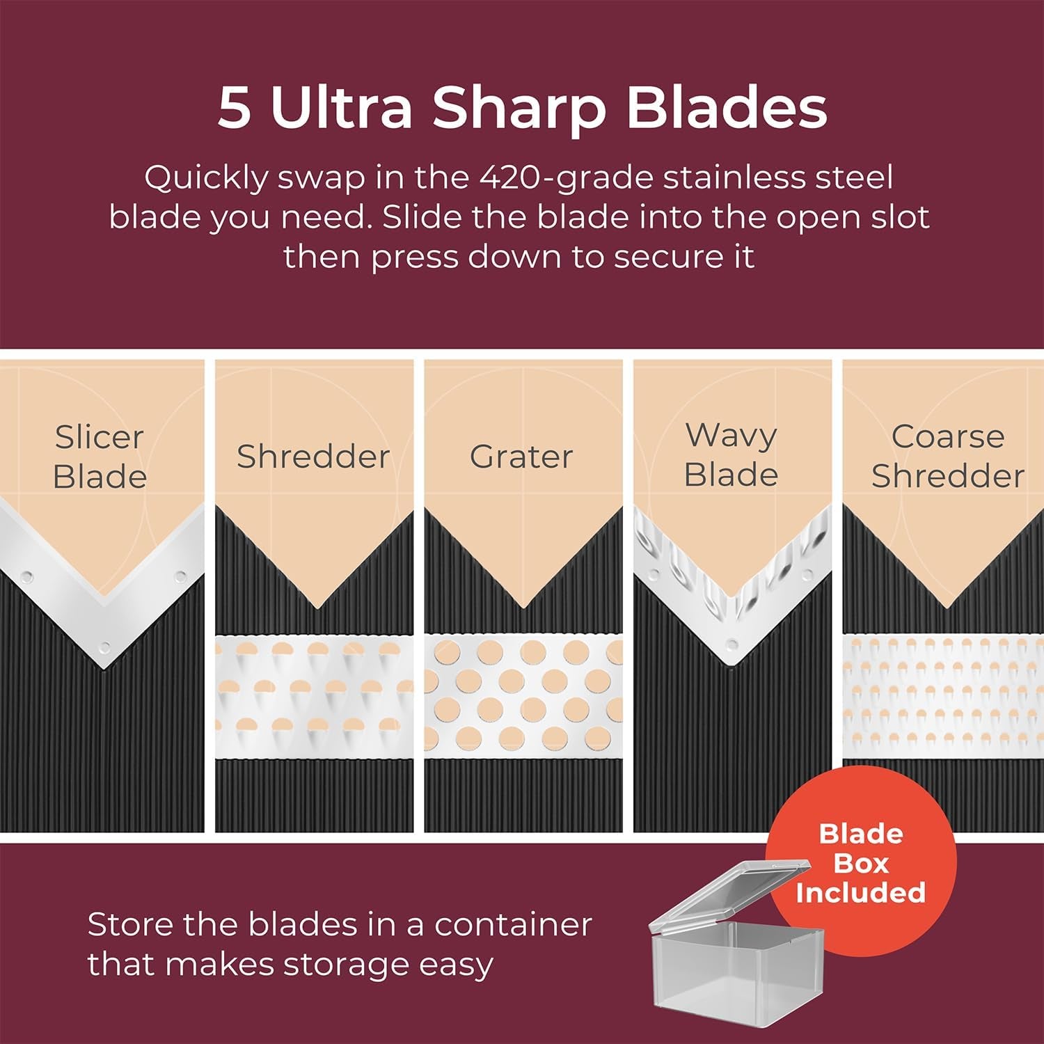 living Mandoline Slicer for Kitchen, Adjustable Vegetable Chopper, Fruit, Cheese Grater, Potato Chips Slicer - White