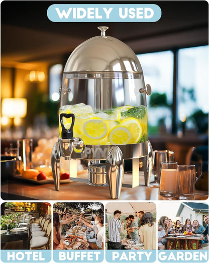 3 Gallon Beverage Dispenser for Hot & Cold Drinks with Ice Core and Stand,Coffee & Chafer Urn for Parties, Buffets,Catering,Clear Plastic Container for Punch, Juice, Lemonade, Tea, Water