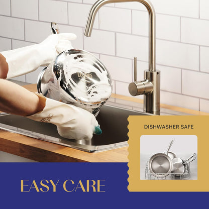 Legend 5 Ply 14 Pc All Stainless Steel Heavy Pots & Pans Set | Professional Quality Cookware 5Ply Clad Home Cooking & Commercial Kitchen Surface Induction Oven Safe | Non-Teflon PFOA, PTFE & PFOS Free