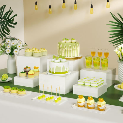 Buffet Risers, Food Risers for Buffet Table, Display Stand Shelf for Catering Collectibles, Acrylic Cube Display Nesting Risers with Hollow Bottoms 6PCS 6''X7''X8''