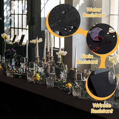 6 Pack Black Tablecloths for 6 Foot Rectangle Tables 90 X 132 Inch - 6Ft Rectangular Bulk Linen Polyester Fabric Washable Long Clothes for Wedding Reception Banquet Party Buffet Restaurant