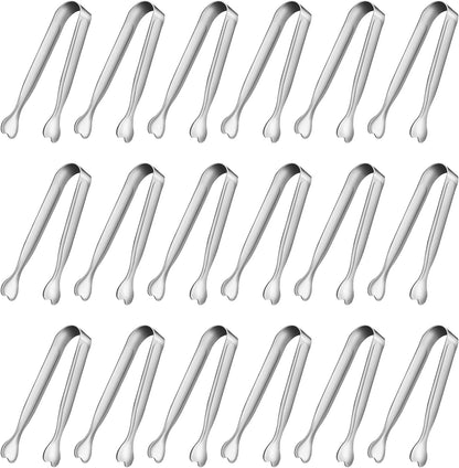 Mini Serving Tongs,  18-Packs Stainless Steel, 4.3Inch, Kitchen / Appetizers Tongs for Coffee Bar, Tea / Desserts Party, Sugar and Ice Bucket