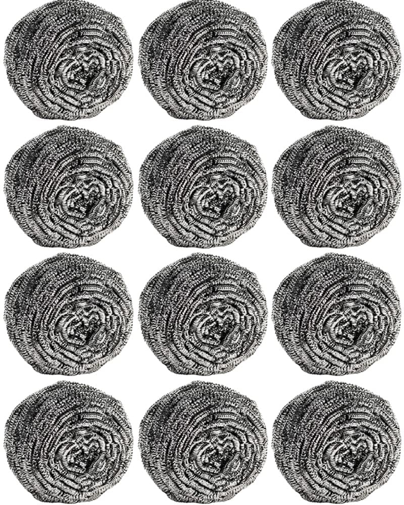 12Pcs Steel Wool Scrubber Pads for Cleaning Dishes, Pans, Pots, Ovens, Grills, Sinks - Stainless Steel Scrubbers for Kitchen, 12 Pack