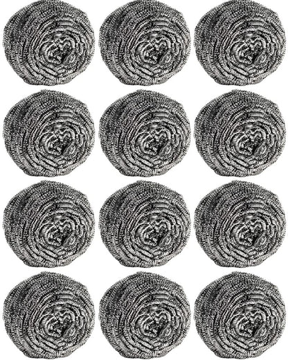 12Pcs Steel Wool Scrubber Pads for Cleaning Dishes, Pans, Pots, Ovens, Grills, Sinks - Stainless Steel Scrubbers for Kitchen, 12 Pack