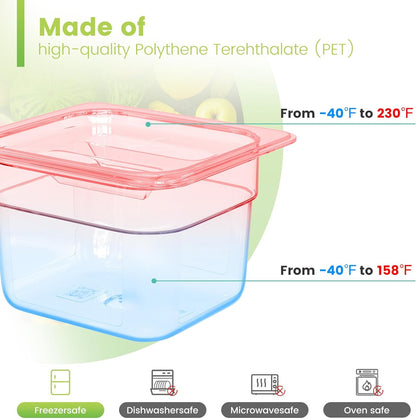 12 Pack Plastic Food Pan with Lid 1/6 Size 6 Inch Deep Restaurant Clear Food Storage Containers Polycarbonate Commercial Hotel Pans for Fruits Vegetables Beans Corns (12 PCS, 6'' Deep)