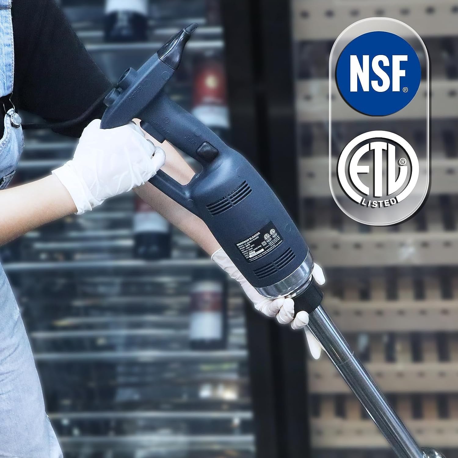 500W Commercial Immersion Blender, 15.7" SUS 304 Removable Shaft, Heavy Duty Power Hand Mixer with Variable Speed 6000-20000RPM, Professional Electric Stick Blender for Restaurant Kitchen Use.