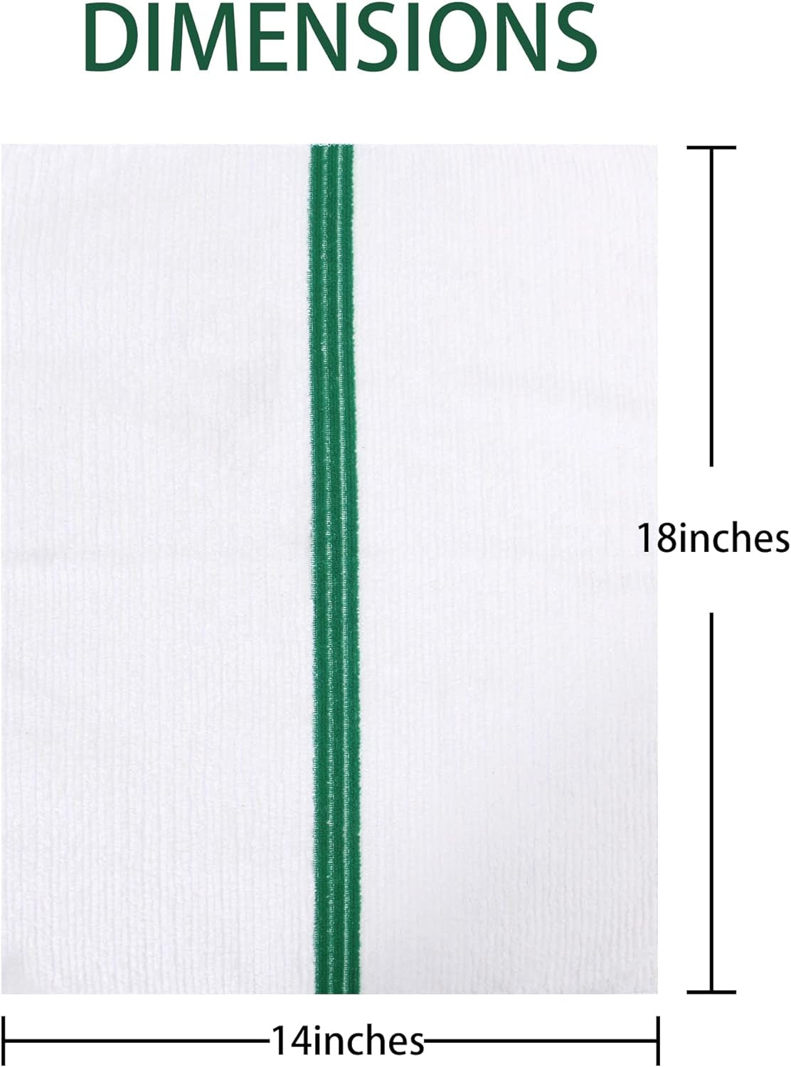 Premium 24 Pack White with Green Stripe Bar Mop Microfiber Towels for Home, Kitchen, Restaurant Cleaning (White/Green Stripe, 14Inx18In)