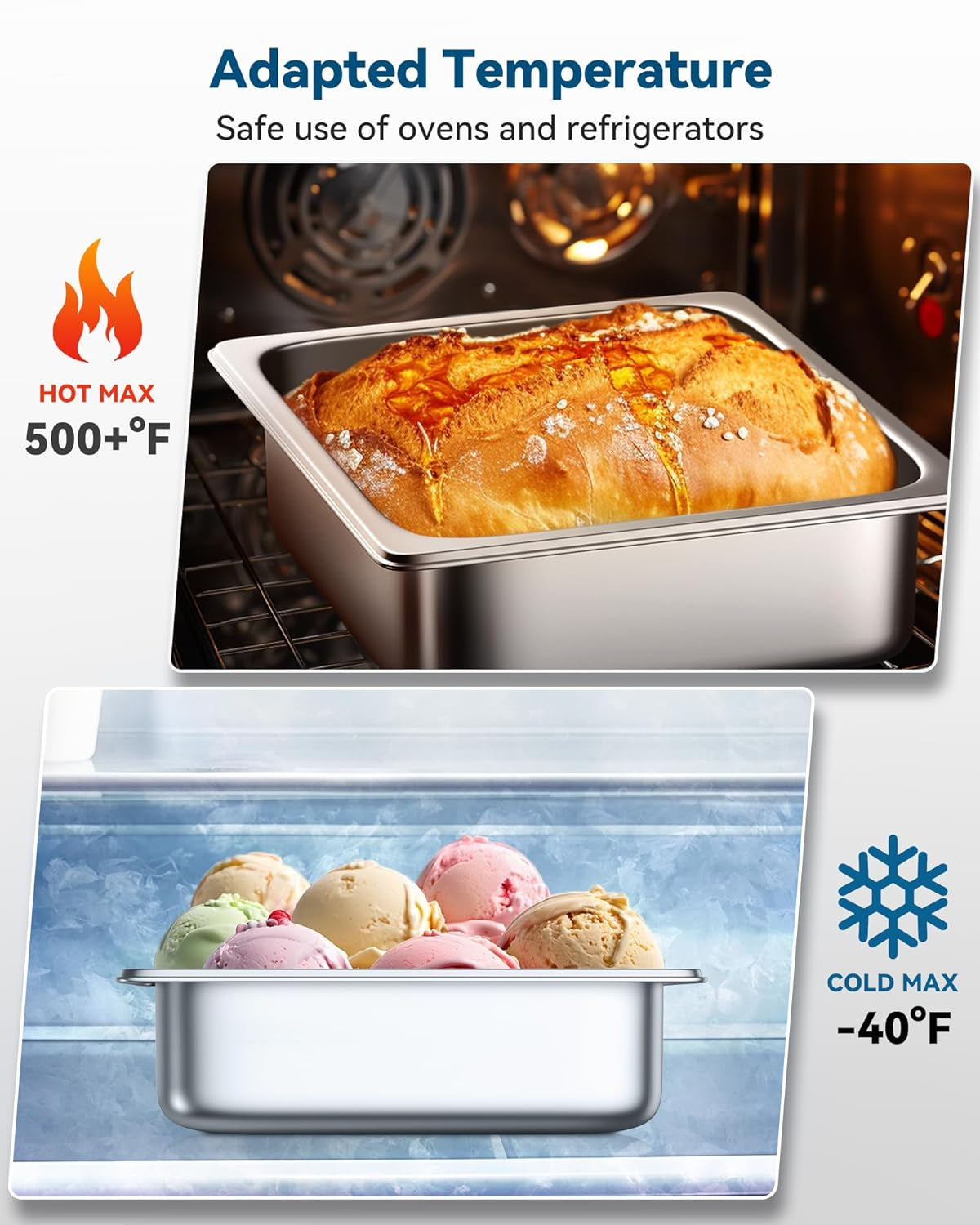 Hotel Pan 4" Deep Steam Table Pan 6 Pack 1/2 Size 12.8" L X 10.4" W Hotel Pan 22 Gauge Stainless Steel anti Jam Steam Table Pan