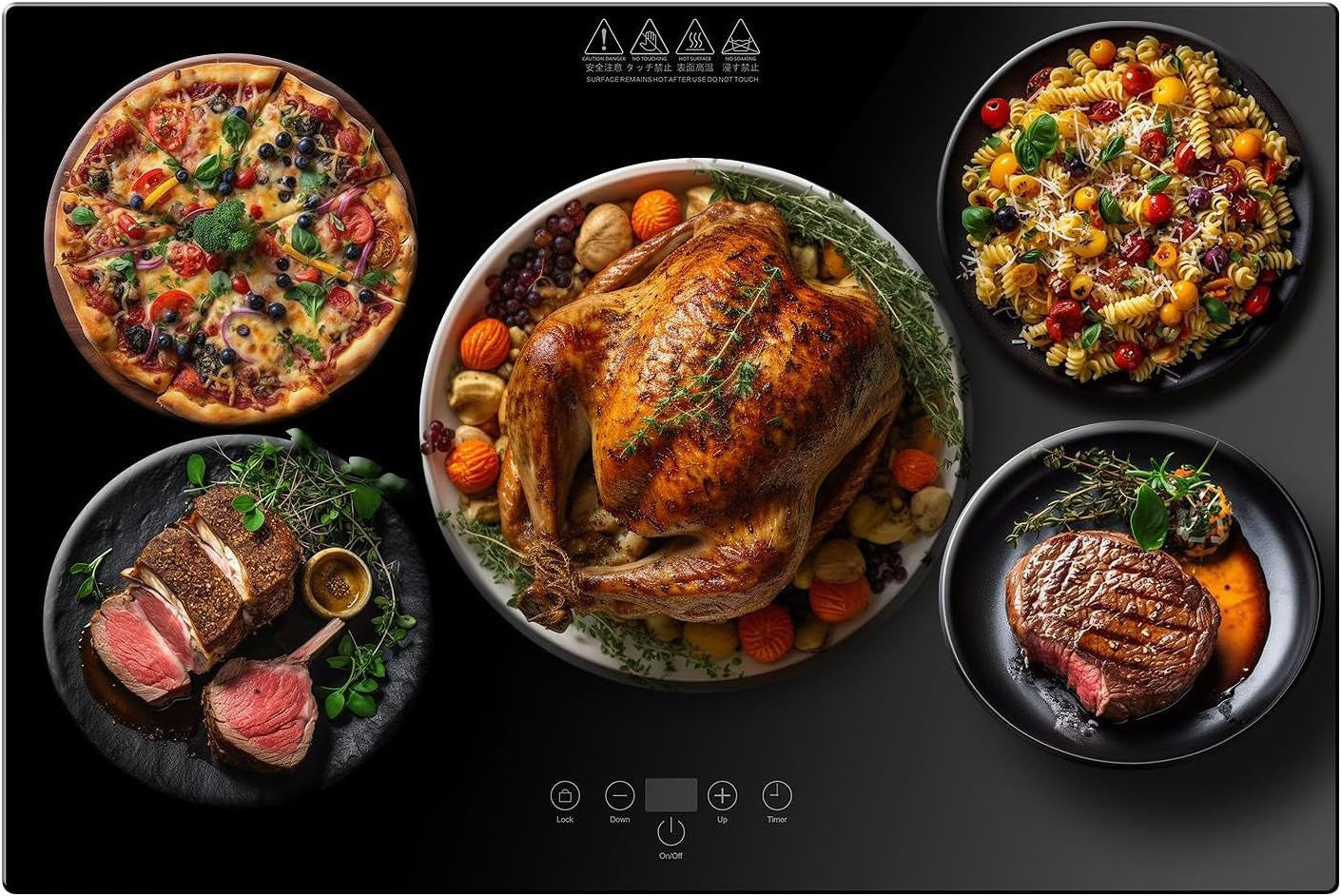 Electric Server Warming Tray,Food Warmer for Parties,9 Adjustable Temperature Control,6 Hours Timer,Ultra Slim Warming Tray,For Buffets,Restaurants,House Parties, Party (23.6" X 15.7")