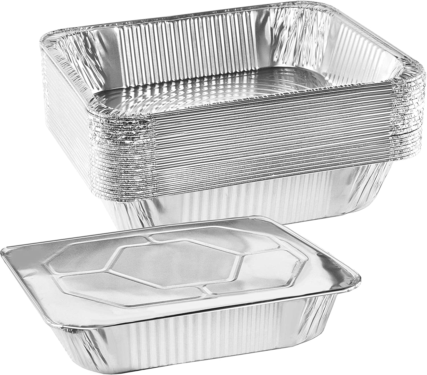 9" X 13 ” Aluminum Foil Pans with Lids (10 Pack) | Durable Disposable Half-Size Deep Steam Pan and Oven Buffet Trays | Food Containers for Catering, Baking, Roasting'