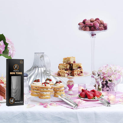 Mini Serving Tongs,  18-Packs Stainless Steel, 4.3Inch, Kitchen / Appetizers Tongs for Coffee Bar, Tea / Desserts Party, Sugar and Ice Bucket