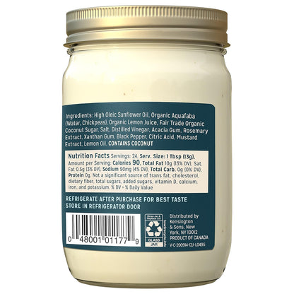 Sir Kensington'S Vegan Mayo Classic Keto Diet Certified Gluten Free Certified Vegan Soy Free Non- GMO Project Verified Shelf-Stable 12 Oz
