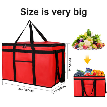 Extra Large XXXL Insulated Delivery Bag Cooler Bags Keep Food Warm Catering Therma for Doordash Shopper Hot Warming RED Pizza