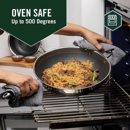 Hybrid Nonstick Wok, 12-Inch, Stay-Cool Handle, Dishwasher Safe, Induction Ready, Compatible with All Cooktops