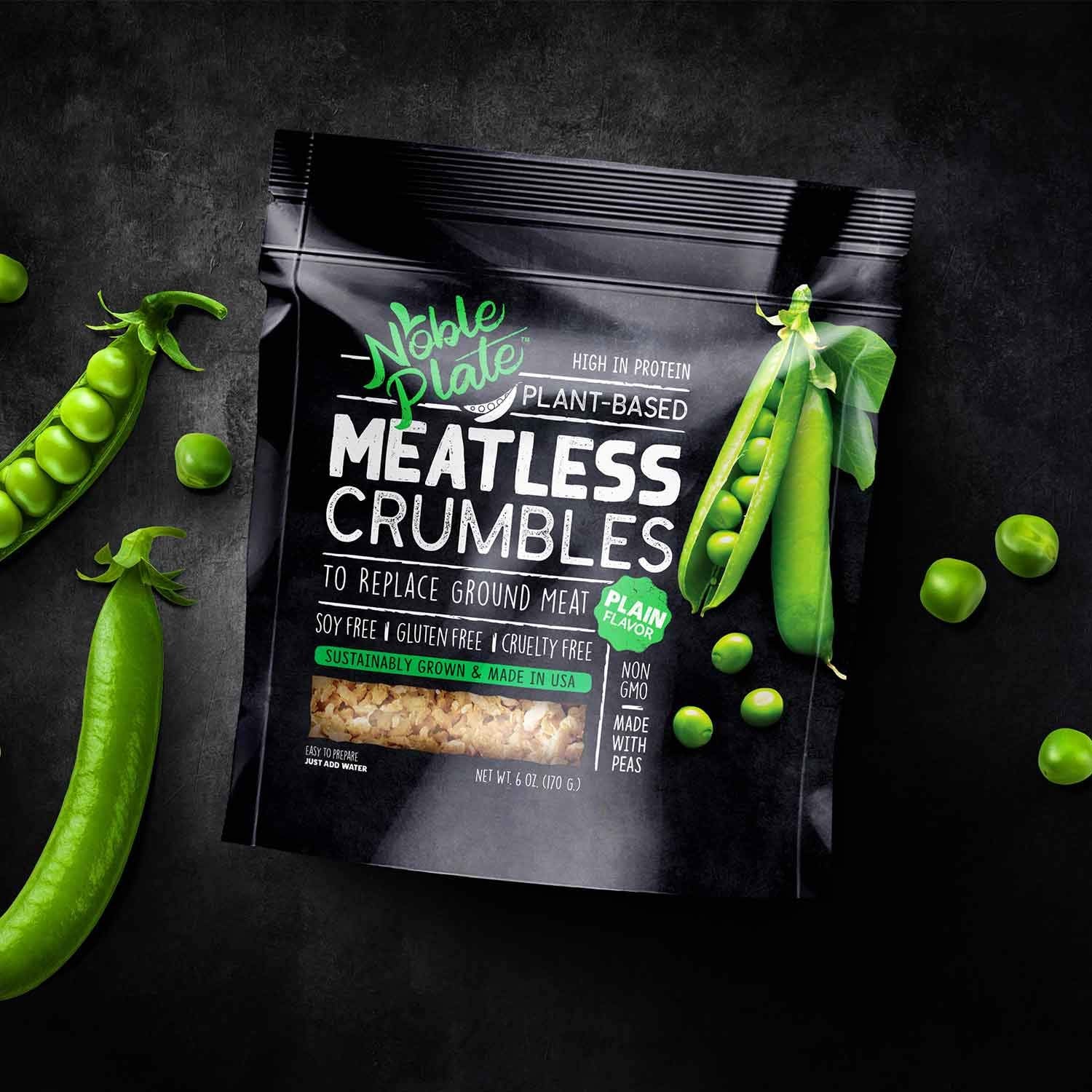 Meatless Crumbles, Soy Free, Non-Gmo, Vegan, 45G Protein, 0G Net Carb, Plant-Based Vegan Meat Substitute, Made in USA, Wholesome Provisions, 170G (Plain, 1 Pack)