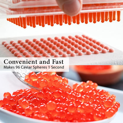 Caviar Maker Box, Spherification Dropper, Spherical Caviar Dispenser Rapid Popping Boba Molecular Gastronomy Kit with Caviar Spoons, Suction Tray & Syringe (Caviarmakerbox)