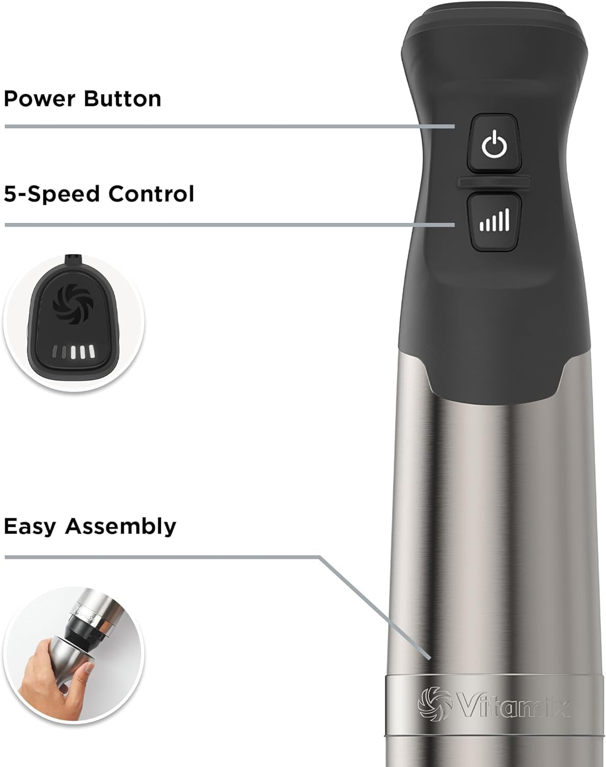 Immersion Blender, Stainless Steel, 18 Inches