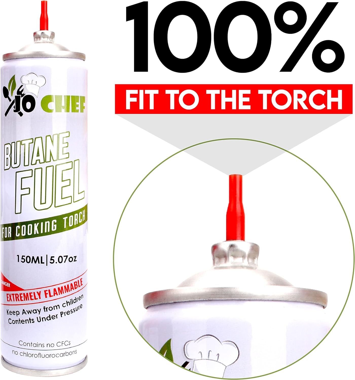 Kitchen Torch with Butane Included, Refillable Torch, Creme Brulee Blow Lighter Gun Safety Lock & Adjustable Flame, Culinary Cooking for Food, 2 Cans Included