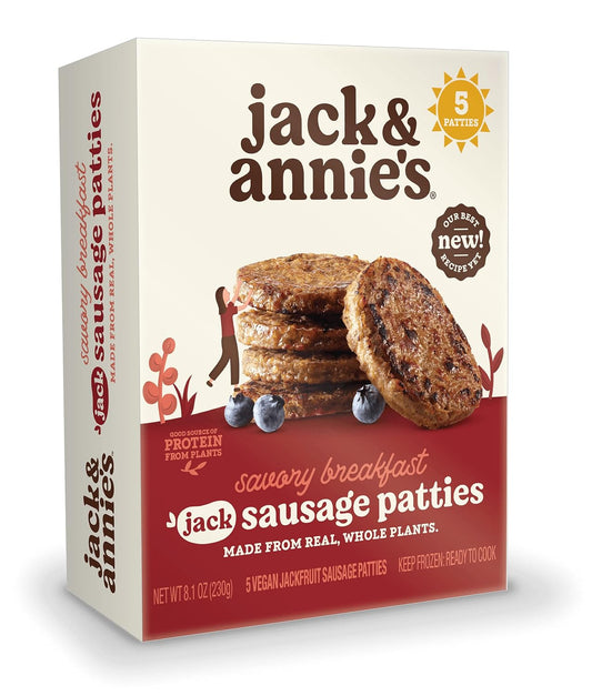 - Savory Breakfast Jack Sausage Patties (8.1 OZ) -Delicious Plant-Based Meat Alternative - Vegan Jackfruit Sausage Patties - Made without Gluten - 51% Less Fat