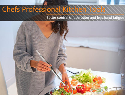 6 Pcs Cooking Tweezer Tongs, 12'' and 6.3" Stainless Steel Kitchen Tweezer Set, Professional Chef Tweezers for Cooking, Repairing, Sea Food, BBQ, Multi-Use