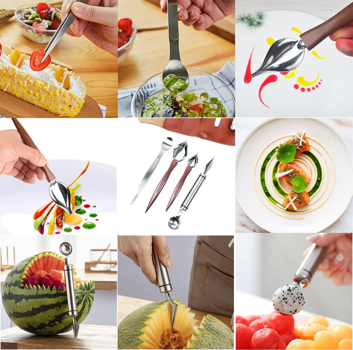 Professional Chef Plating Kit, 12 Piece Culinary Plating Set, Stainless Steel (12 Piece)