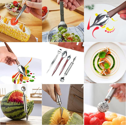 Professional Chef Plating Kit, 12 Piece Culinary Plating Set, Stainless Steel (12 Piece)