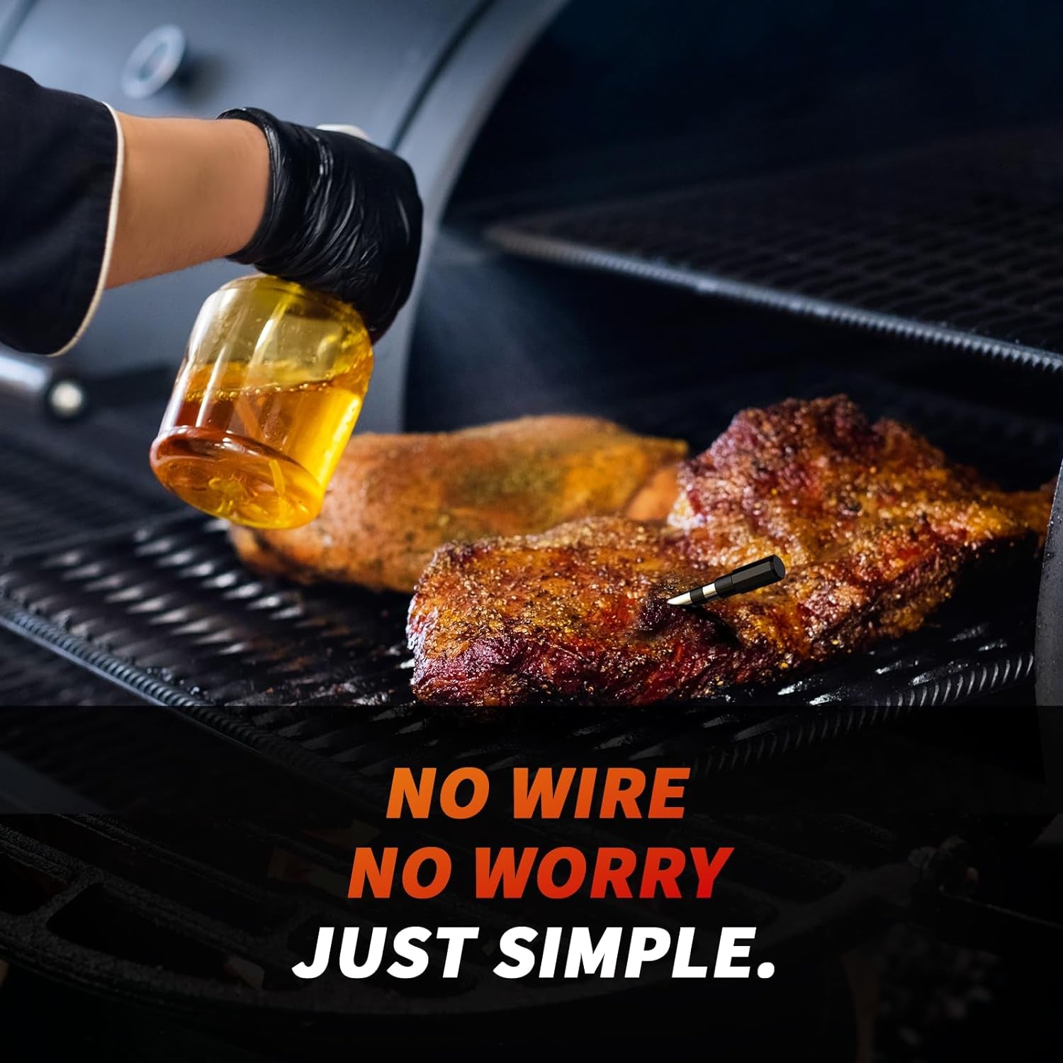 Wireless Meat Thermometer Digital, 800FT Long Range Bluetooth Cooking Thermometer, Food Thermometer for Remote Monitoring of Grill, Oven, Smoker, Air Fryer, Rotisserie, Ios & Android App