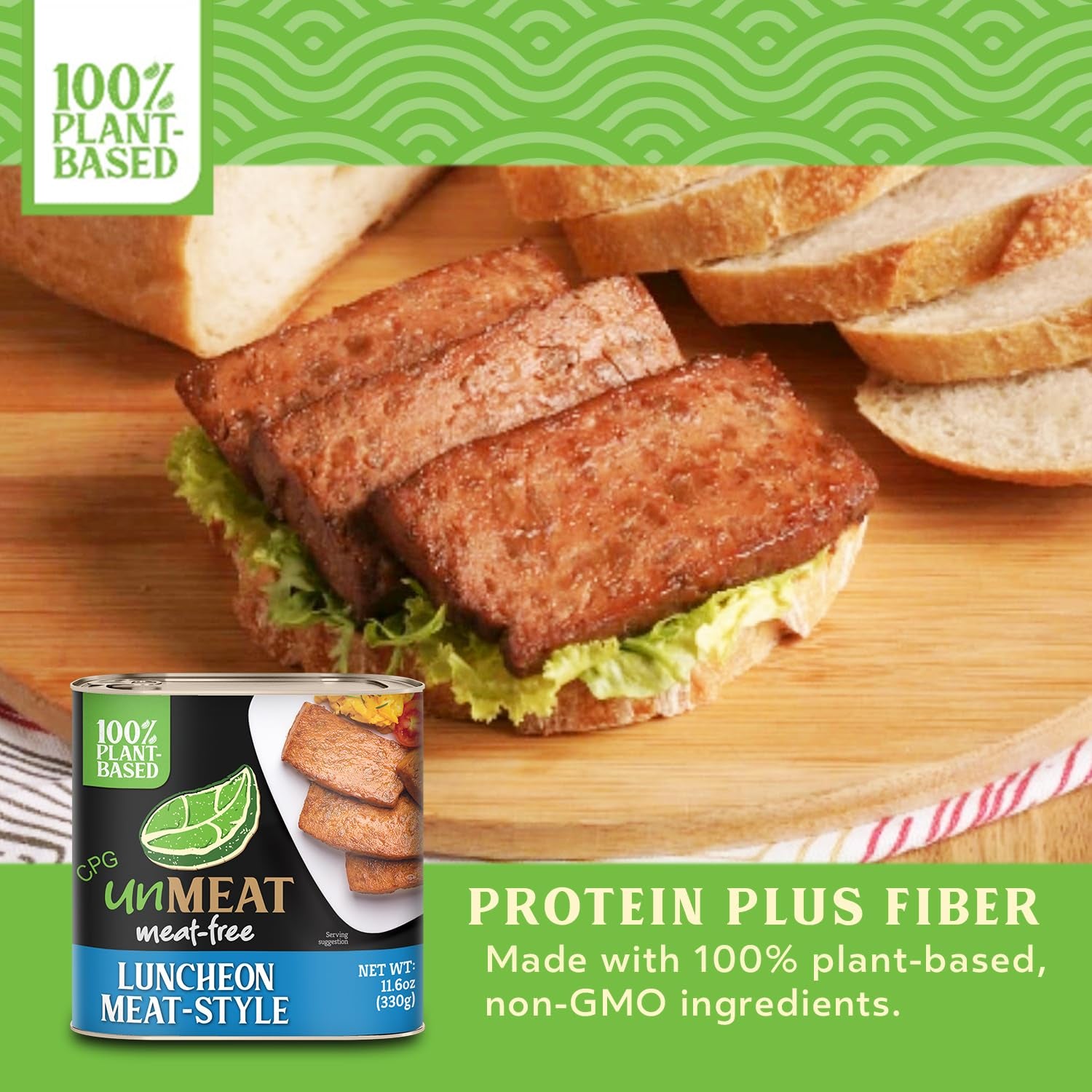 Plant Based Meat | Easy to Prepare Plant Based Protein | Vegan Meat with Less Calories, Luncheon Meat Style, 12 Pack