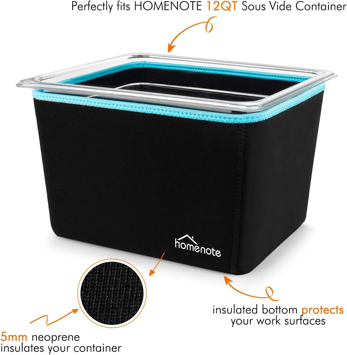 Container 12 Quart with Lid & Rack and Sleeve - BPA Free Complete Sous Vide Accessories Kit with Cookbook for Anova and Most Sous Vide Cookers