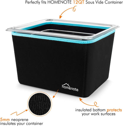 Container 12 Quart with Lid & Rack and Sleeve - BPA Free Complete Sous Vide Accessories Kit with Cookbook for Anova and Most Sous Vide Cookers