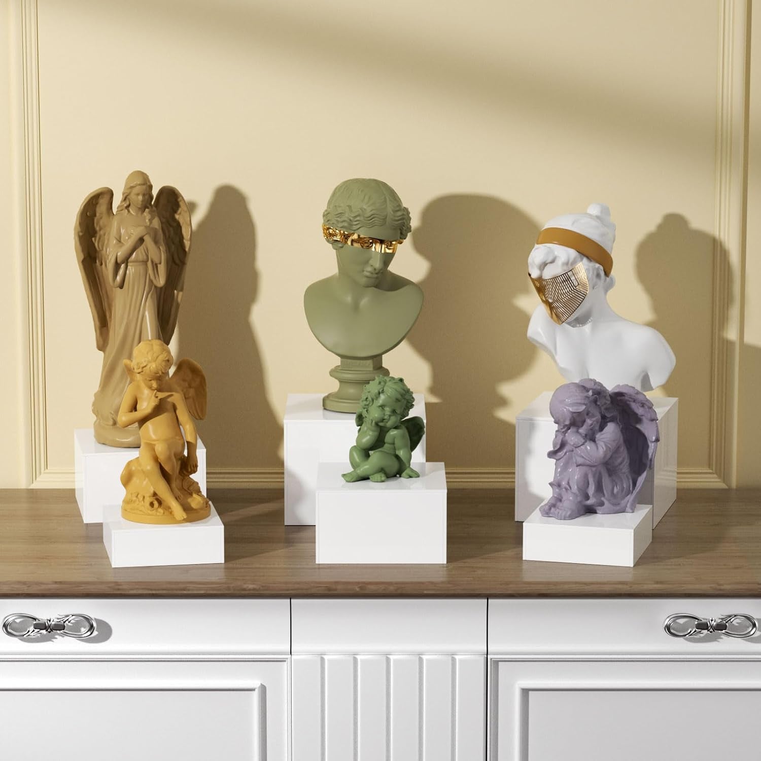 Buffet Risers, Food Risers for Buffet Table, Display Stand Shelf for Catering Collectibles, Acrylic Cube Display Nesting Risers with Hollow Bottoms 6PCS 6''X7''X8''