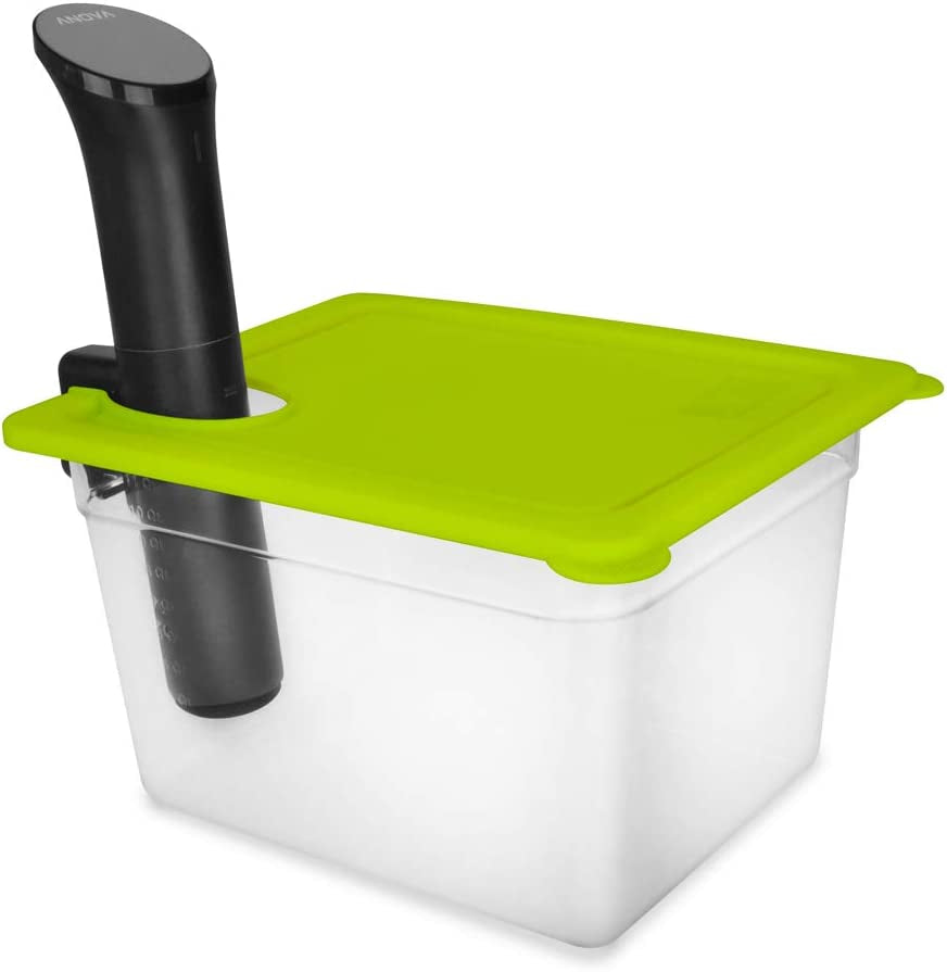 Sous Vide Container with Universal Silicone Lid and Rack Sleeve Compatible Anova All Models,Breville Joule, Instant Pot Cooker (KIT-TY-GJ)