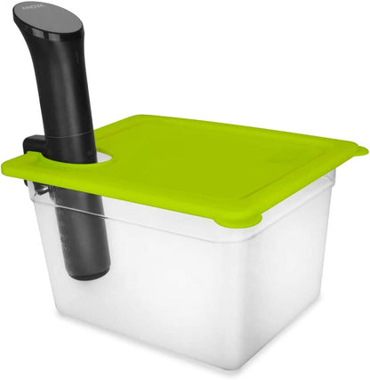 Sous Vide Container with Universal Silicone Lid and Rack Sleeve Compatible Anova All Models,Breville Joule, Instant Pot Cooker (KIT-TY-GJ)