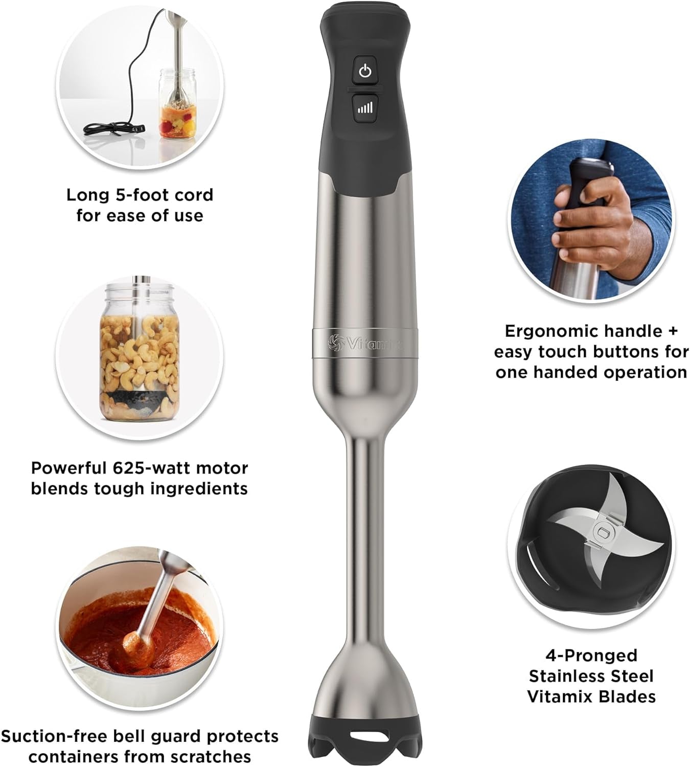 Immersion Blender, Stainless Steel, 18 Inches