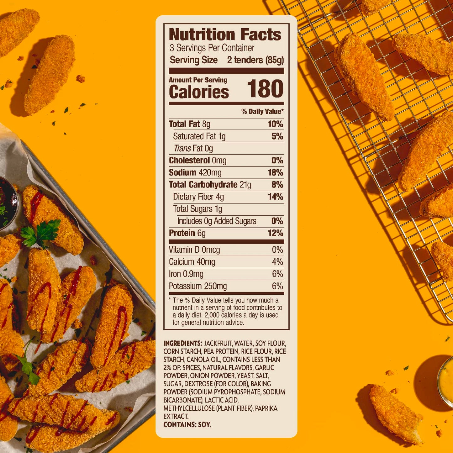 Crispy Jack Fruit Tenders (9 Oz, 8) - Delicious Plant-Based Meat Alternative - Vegan Jackfruit Chicken Tenders - 51% Less Fat - Gluten Free