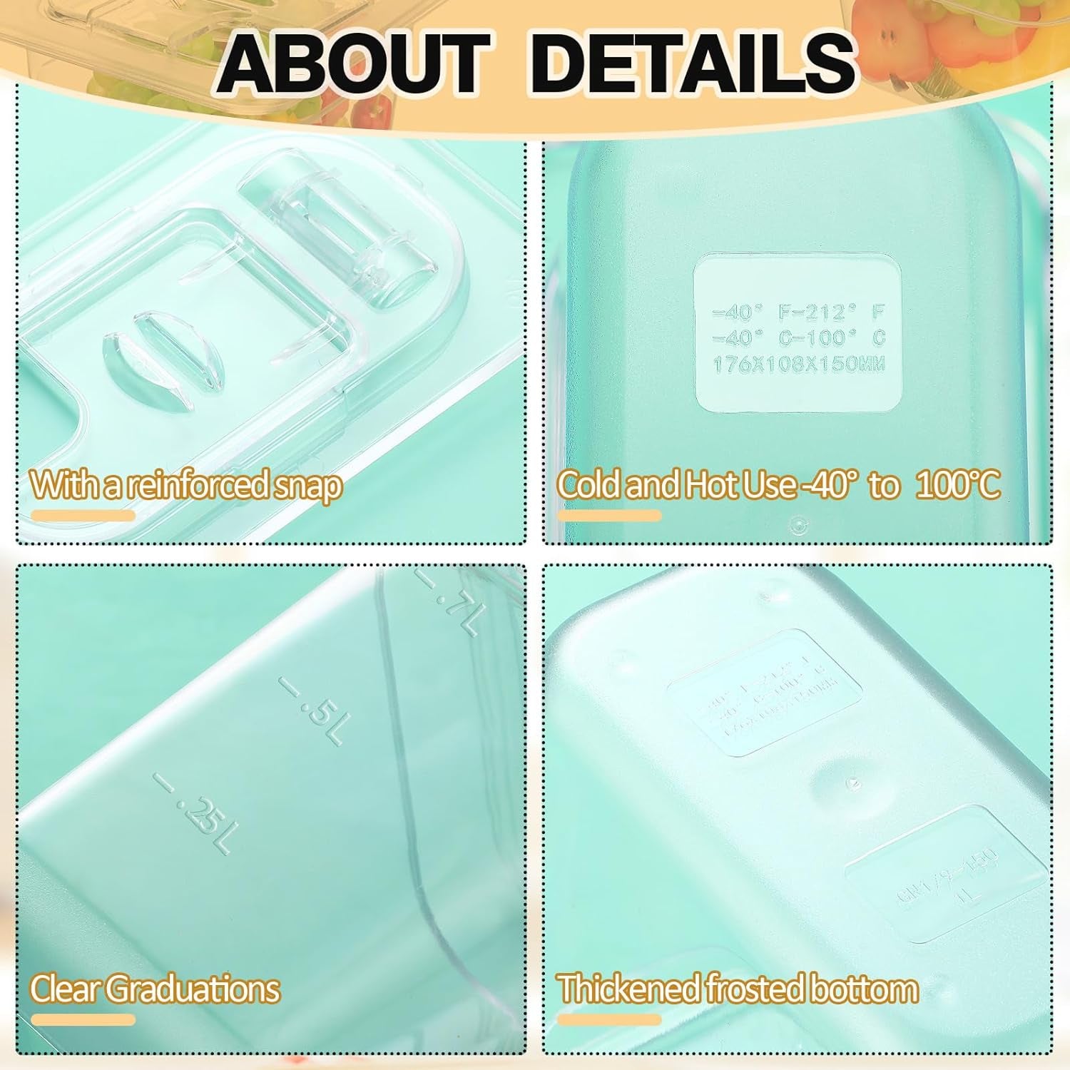 12 Pack 1/9 Size 6'' Deep Polycarbonate Food Pan with Lid Clear Stackable Plastic Pan Restaurant Food Storage Containers with Hinged Lids for Hotel Supplies