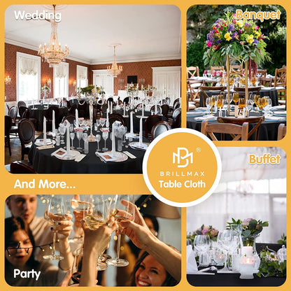6 Pack Black round Tablecloths 120 Inch - Circle Bulk Linen Polyester Fabric Washable Table Clothes Cover for Wedding Reception Banquet Birthday Party Buffet Restaurant