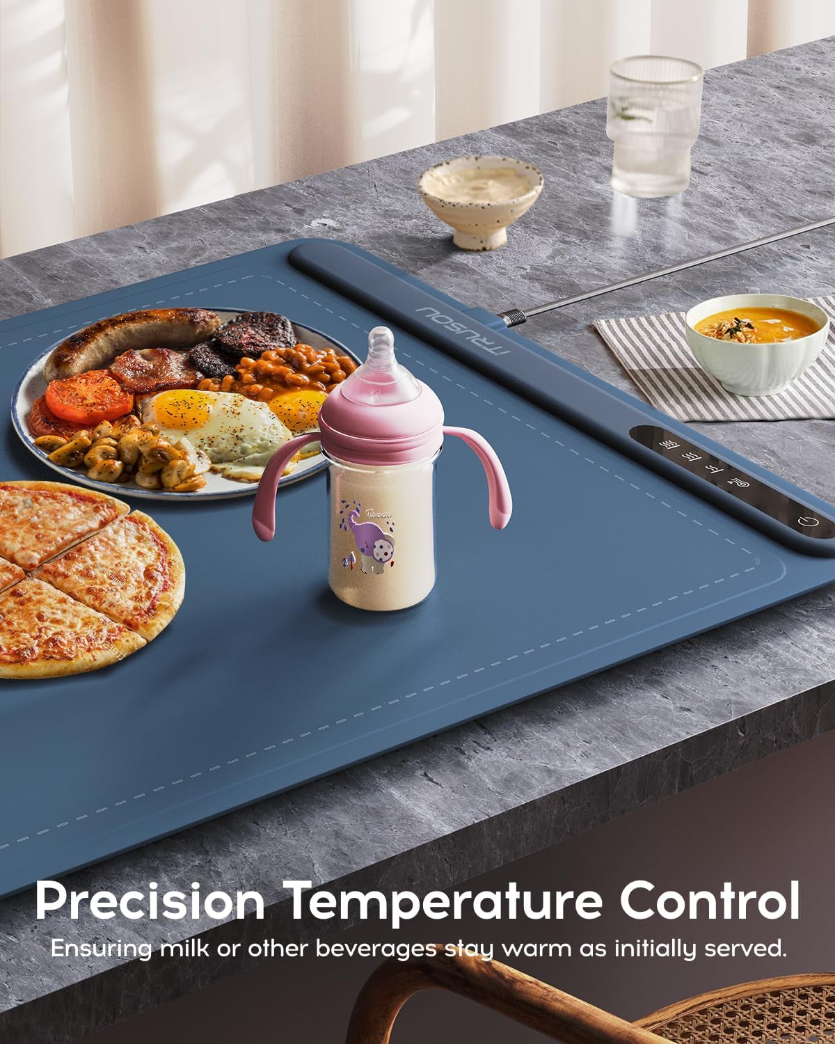Electric Warming Tray - Full Surface Heating,Rollable & Portable,Premium Silicone Nano-Material,3 Temperature Settings,Auto Shut-Off -Versatile Food Warmer for Gatherings,Parties,Everyday Use