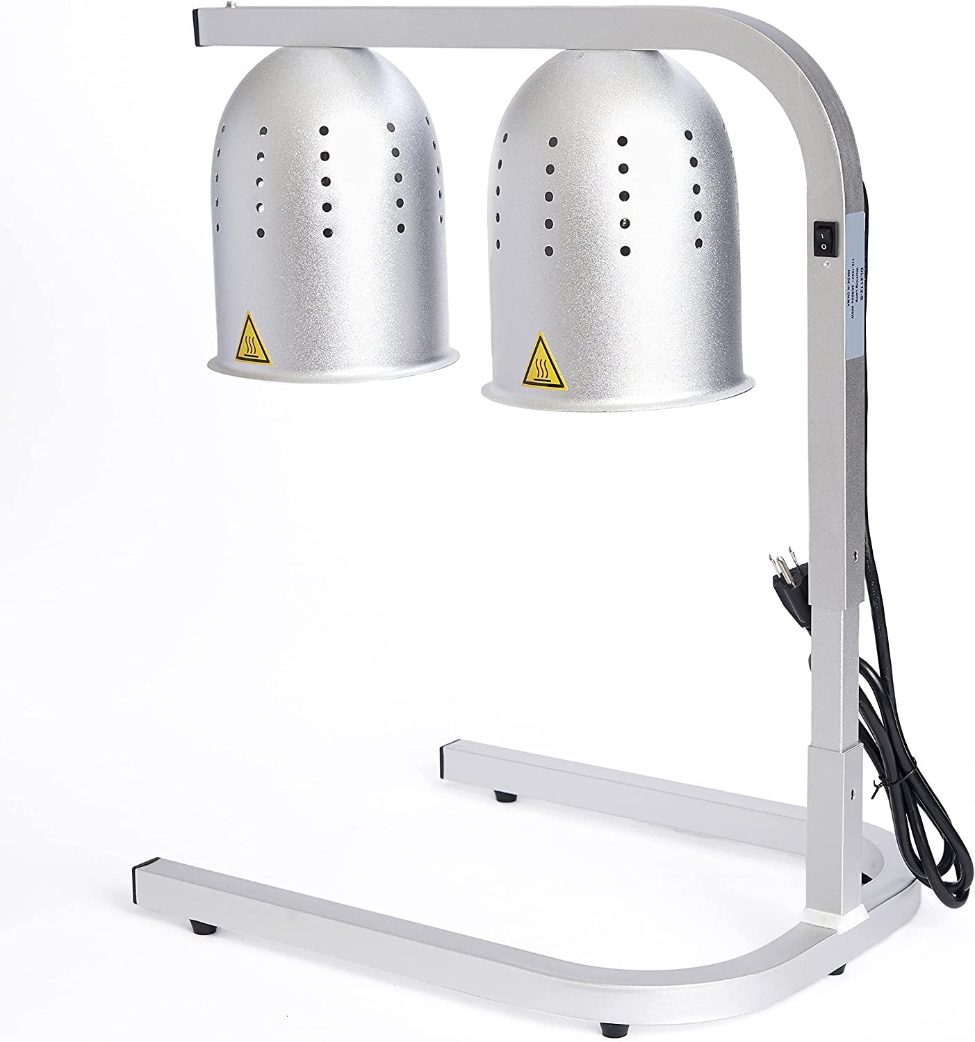 DL2112 Commercial Grade Food Heat Lamp Portable Electric Food Warmer 2-Bulb with Free-Standing, 500W, Silver (Silver)