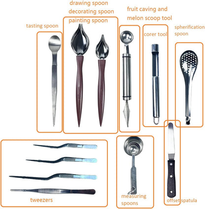 Professional Chef Plating Kit, 12 Piece Culinary Plating Set, Stainless Steel (12 Piece)