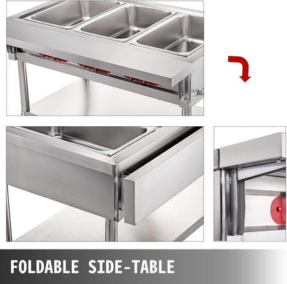 Steam Table Food Warmer 4 Pot Steam Table Food Warmer 18 Quart/Pan with Lids with 7 Inch Cutting Board Commercial Electric Food Warmer Bain Marie Buffet Steam Serving Counter 110V 2000W