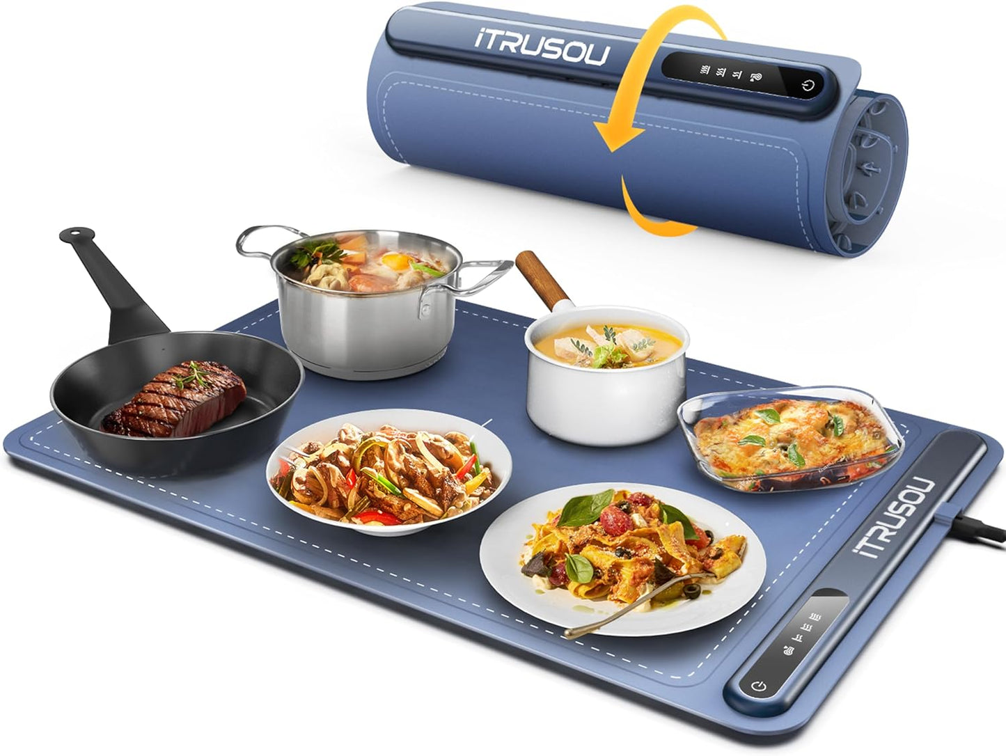 Electric Warming Tray - Full Surface Heating,Rollable & Portable,Premium Silicone Nano-Material,3 Temperature Settings,Auto Shut-Off -Versatile Food Warmer for Gatherings,Parties,Everyday Use