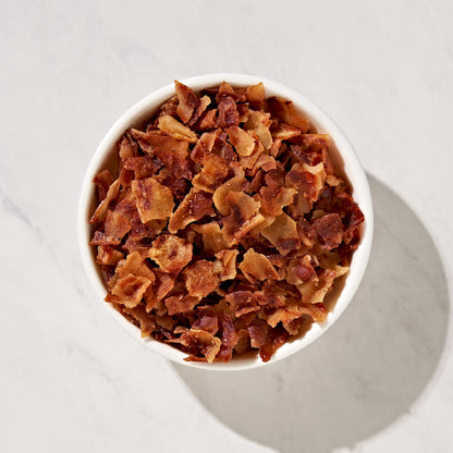 Vegan Bacon-Less Bits - 3.5 Oz Plant-Based Topping for Salads, Potatoes, Soups, and More | Soy-Free, Kosher, and Smoky Flavor | Resealable Pouch