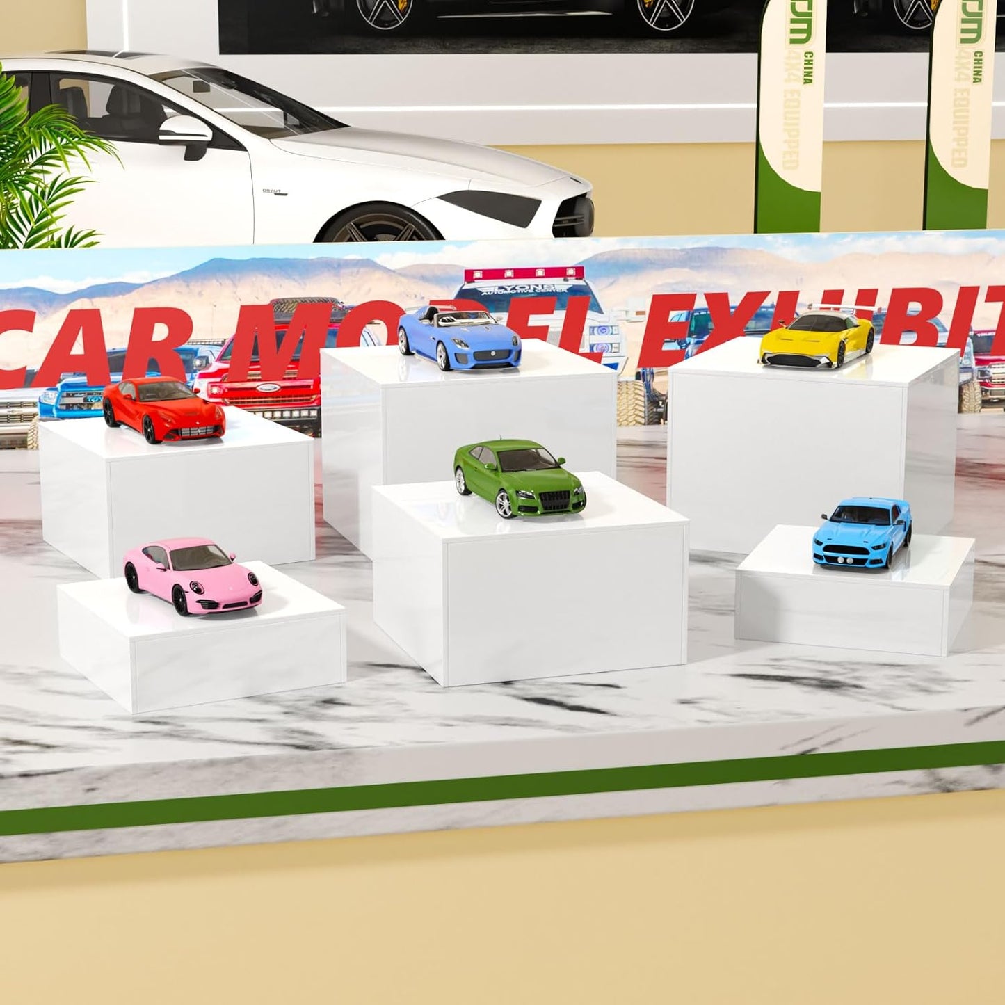 Buffet Risers, Food Risers for Buffet Table, Display Stand Shelf for Catering Collectibles, Acrylic Cube Display Nesting Risers with Hollow Bottoms 6PCS 6''X7''X8''